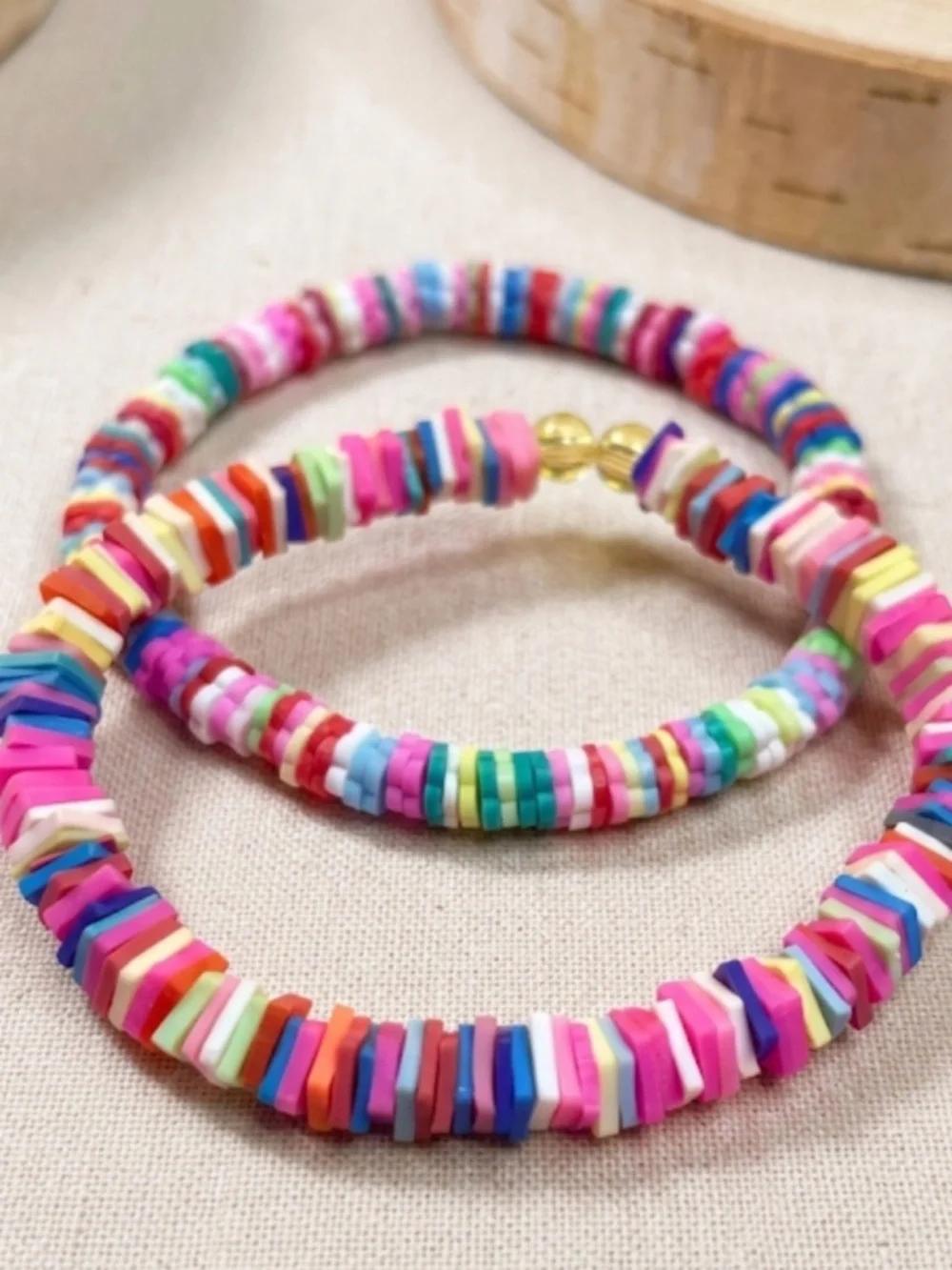 Kids Colorful Heishi Clay Beaded Bracelets Stack Set